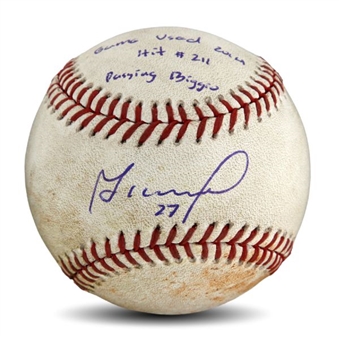 Jose Altuve 2014 Game Used and Signed 211th Single-Season Hit Ball Passing Biggio (MLB Authenticated)